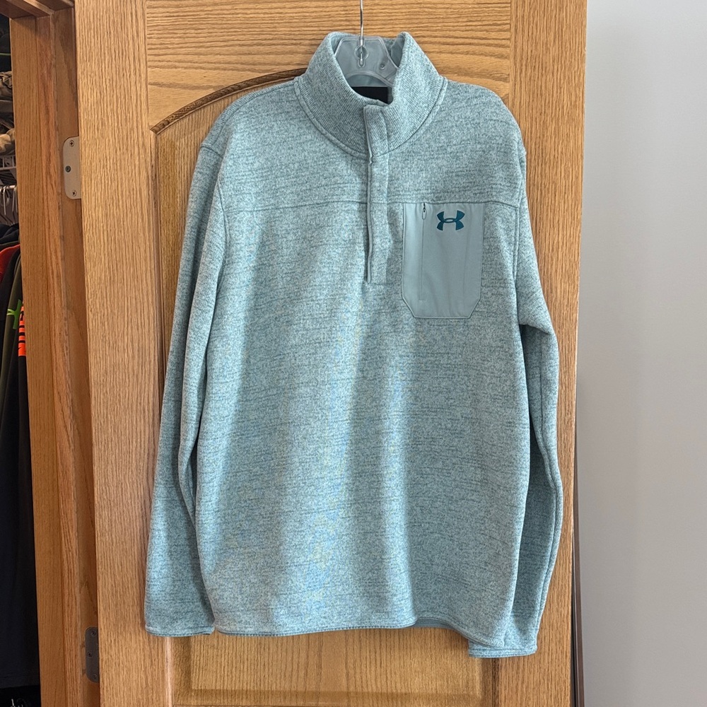 Under Armour Light Gray/Blue Pullover with Chest Pocket
